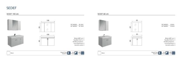 SEDEF teknik çizim SEDEF Banyo Dolabı teknik çizim ve ölçüler - Vita Mobilya