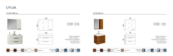 UYUM teknik çizim UYUM Banyo Dolabı teknik çizim ve ölçüler - Vita Mobilya